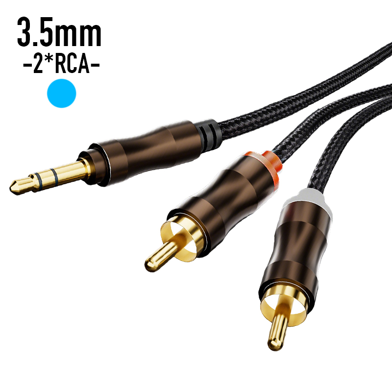 Home Cinema Ampli - RCA-3.5mmジャックAUXオーディオケーブルHiFiステレオ3.5mm-2RCAスプリッターケーブル、ホームシアター、テレビ、PC、アンプ、DVD、スピーカー用