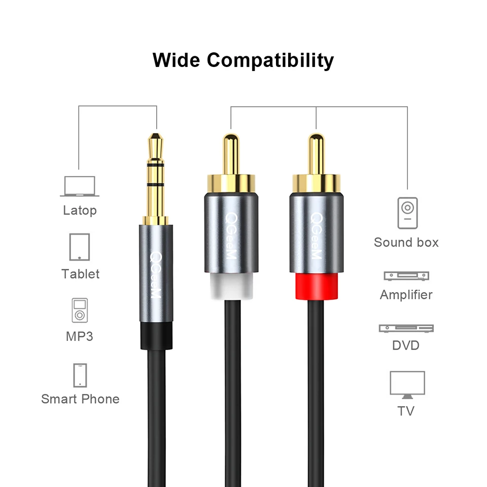 QGeeM RCAケーブル 2RCA-3.5mmオーディオケ - Home Cinema Ampli のレビューと価格