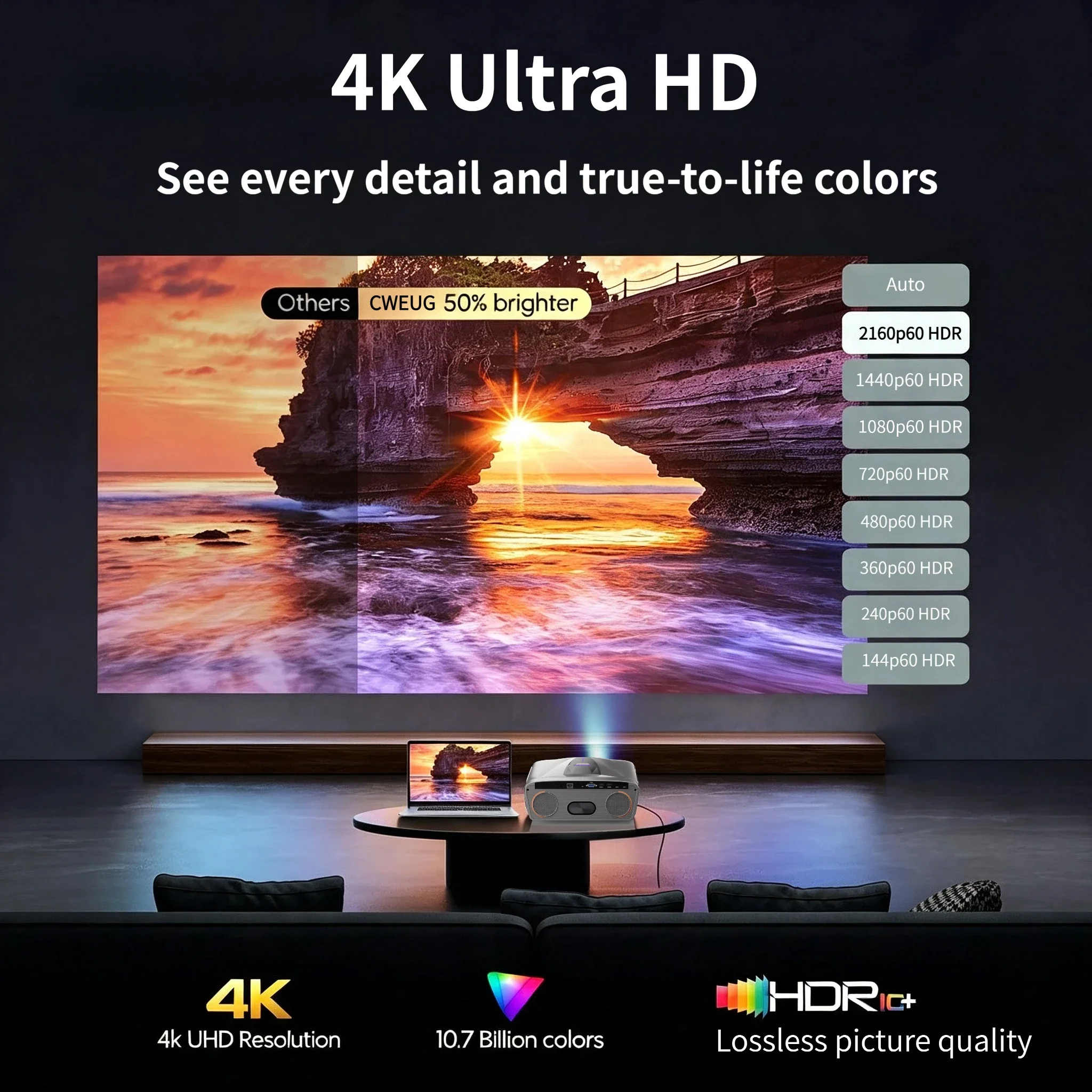 新型E9 4KUHDプロジェクター スマート 4200ANS - Home Cinema Karaoke Projector のレビューと価格