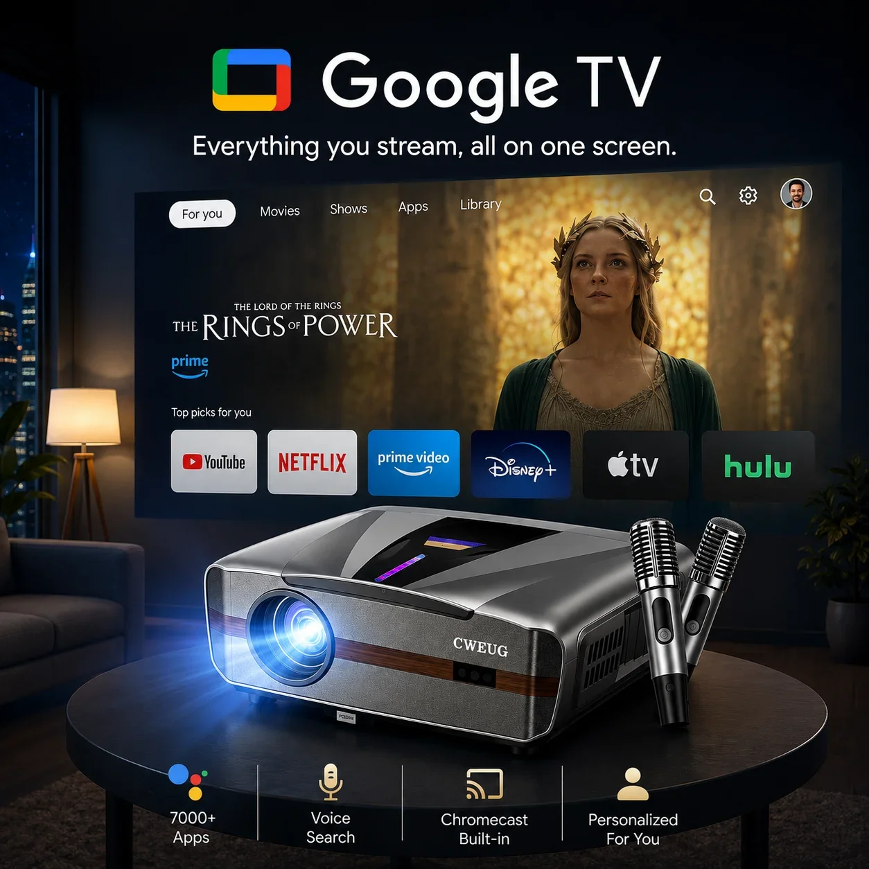 新型E9 4KUHDプロジェクター スマート 4200ANS - Home Cinema Karaoke Projector のレビューと価格